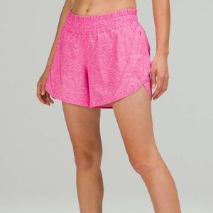 RARE Lululemon Mid Rise Track That Heather Lux Multi Sonic Pink Shorts Size 8